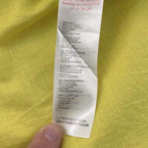 Yumi Yellow Polka Dot 8/10 L Sleeveless Fit & Flare Dress Viscose Linen Boho - Picture 4 of 15